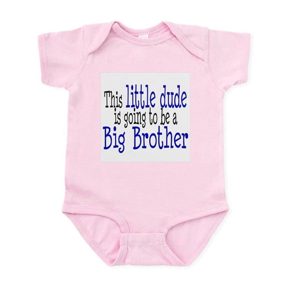 CafePress - Little Dude Is A Big Brother Infant Bodysuit - Baby Light Bodysuit, Size Newborn - 24 Months