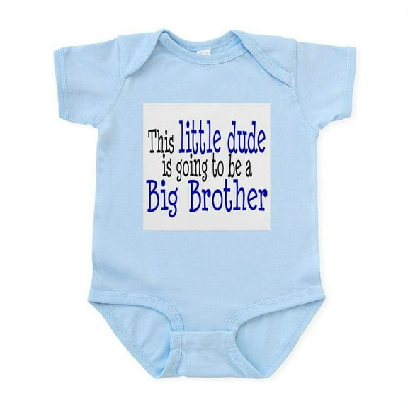 CafePress - Little Dude Is A Big Brother Infant Bodysuit - Baby Light Bodysuit, Size Newborn - 24 Months