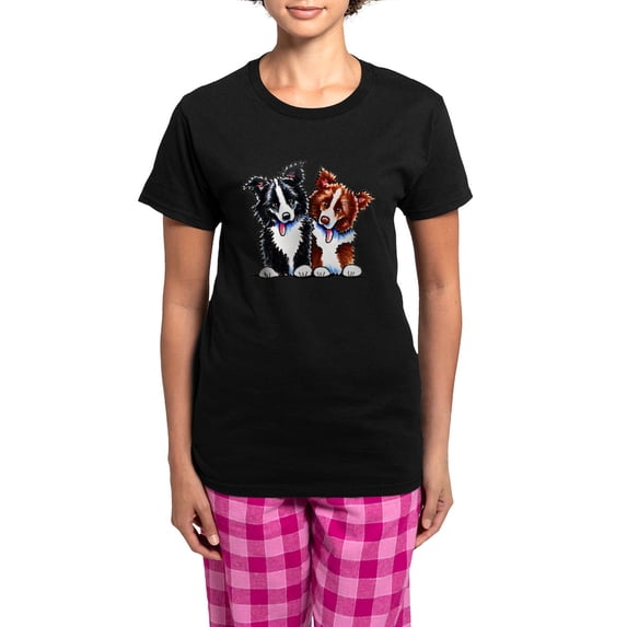CafePress - Little League Border Collies Pajamas - Women's Short Sleeve Print T-Shirt and Pants Dark Cotton Pajama Set