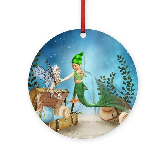 CafePress - Little Mermaid 4 - Round Wood Ornament 4"