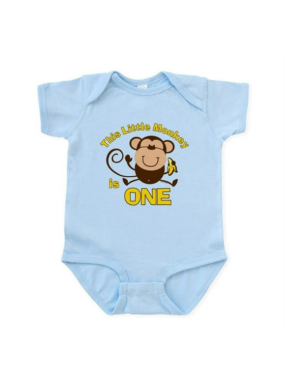 CafePress - Little Monkey 1St Birthday Boy Baby Light Bodysuit - Baby Light Bodysuit, Size Newborn - 24 Months
