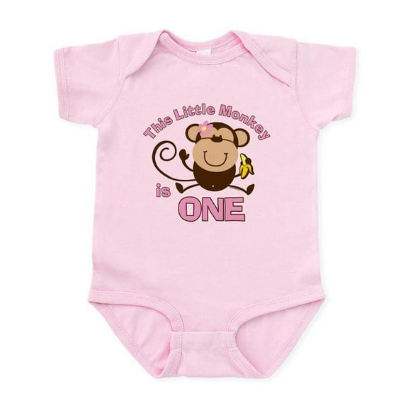 CafePress - Little Monkey 1St Birthday Gir Baby Light Bodysuit - Baby Light Bodysuit, Size Newborn - 24 Months