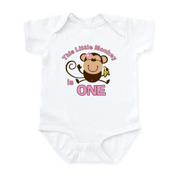 CafePress - Little Monkey 1St Birthday Gir Baby Light Bodysuit - Baby Light Bodysuit, Size Newborn - 24 Months