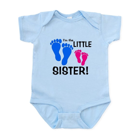 CafePress - Little Sister Baby Footprints Infant Bodysuit - Baby Light Bodysuit, Size Newborn - 24 Months