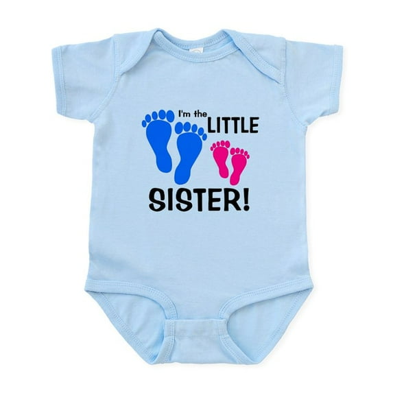 CafePress - Little Sister Baby Footprints Infant Bodysuit - Baby Light Bodysuit, Size Newborn - 24 Months