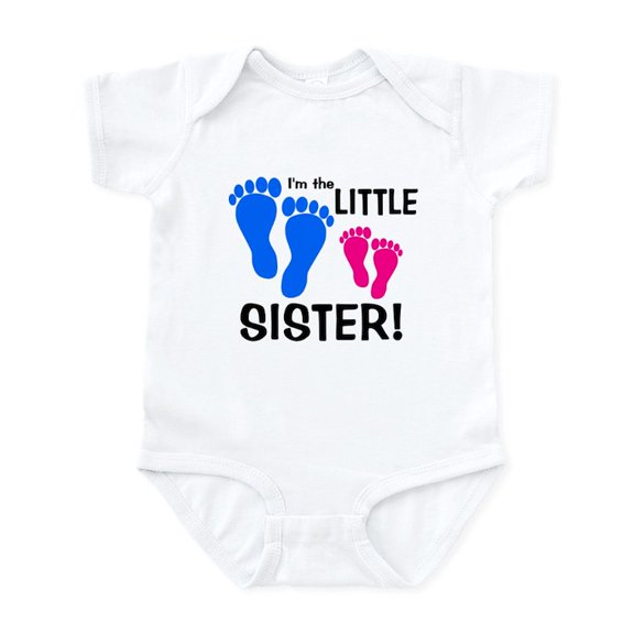 CafePress - Little Sister Baby Footprints Infant Bodysuit - Baby Light Bodysuit, Size Newborn - 24 Months