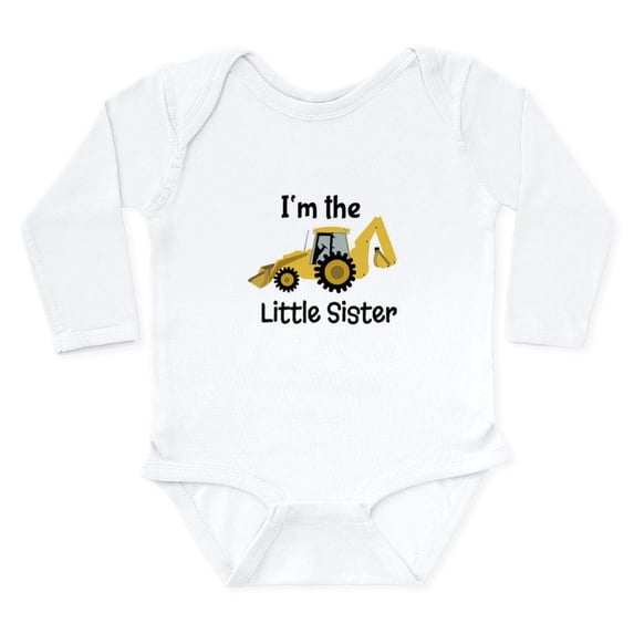 CafePress - Little Sister Backhoe I'm The Little Sister Body S - Long Sleeve Cotton Baby Bodysuit