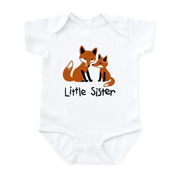 CafePress - Little Sister Fox Infant Bodysuit - Baby Light Bodysuit, Size Newborn - 24 Months