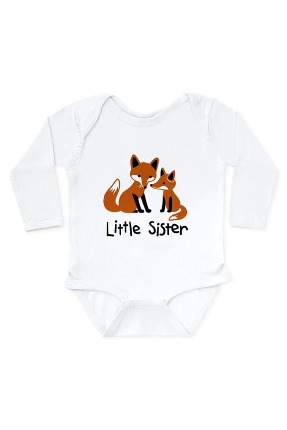 - Little Sister Fox Long Sleeve Infant Bodysuit - Long Sleeve Cotton Baby Bodysuit