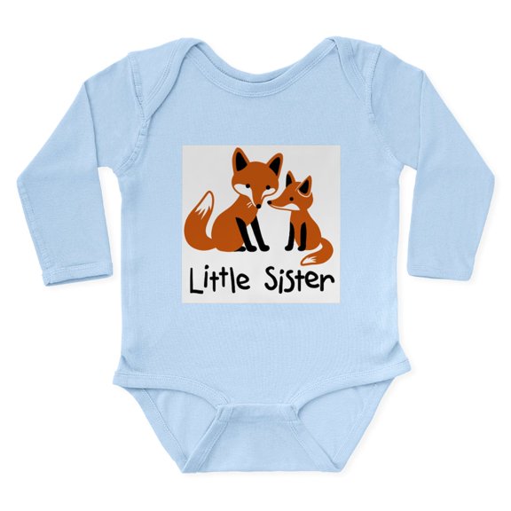 CafePress - Little Sister Fox Long Sleeve Infant Bodysuit - Long Sleeve Cotton Baby Bodysuit