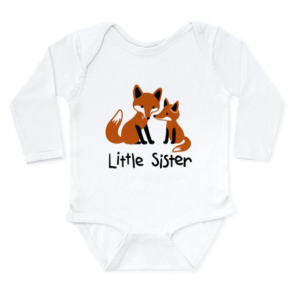 CafePress - Little Sister Fox Long Sleeve Infant Bodysuit - Long Sleeve Cotton Baby Bodysuit