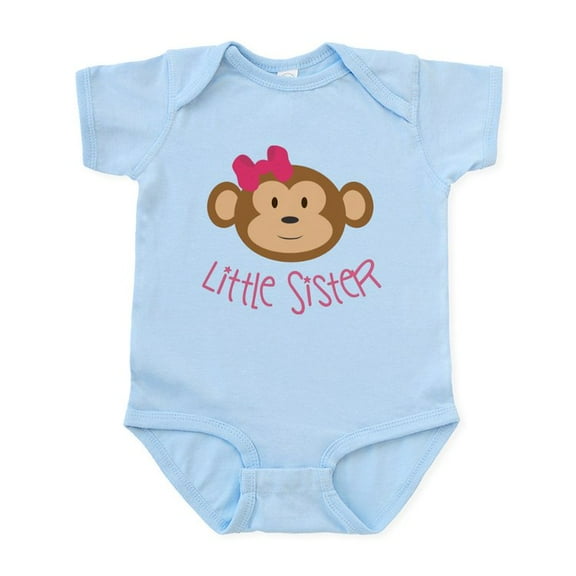 CafePress - Little Sister Monkey Infant Body Suit - Baby Light Bodysuit, Size Newborn - 24 Months