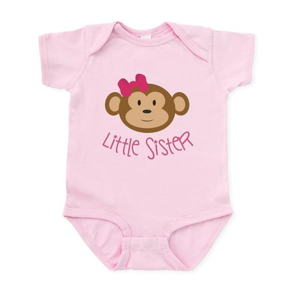 CafePress - Little Sister Monkey Infant Body Suit - Baby Light Bodysuit, Size Newborn - 24 Months