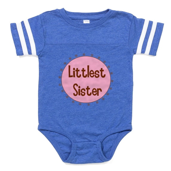 CafePress - Littlest Sis - Cute Infant Baby Football Bodysuit