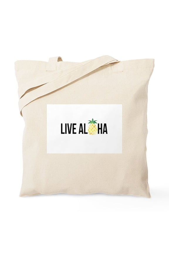 - Live Aloha Tote Bag - Unisex Canvas Tote Bag, Beige, 1-Piece