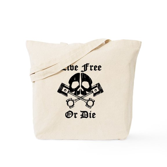 CafePress - Live Free Or Die Gear Skull Tote Bag - Unisex Canvas Tote Bag, Beige, 1-Piece