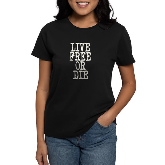 CafePress - Live Free Or Die Women's Dark T Shirt - Women's Traditional Fit Dark T-Shirt