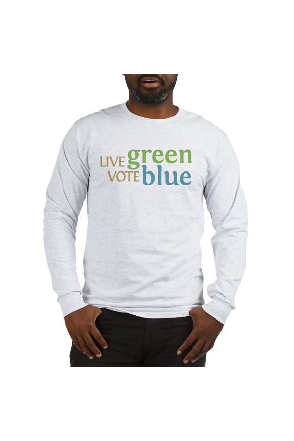 - Live Green Vote Blue Long Sleeve T Shirt - Unisex Cotton Long Sleeve T-Shirt