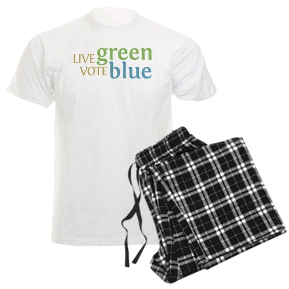 CafePress - Live Green Vote Blue Men's Light Pajamas - Men's Light Loose Fit Cotton Pajama Set