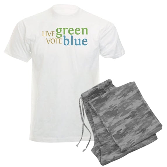 CafePress - Live Green Vote Blue Men's Light Pajamas - Men's Light Loose Fit Cotton Pajama Set