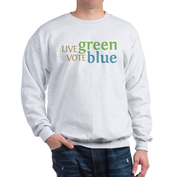 CafePress - Live Green Vote Blue Sweatshirt - Crew Neck Sweatshirt