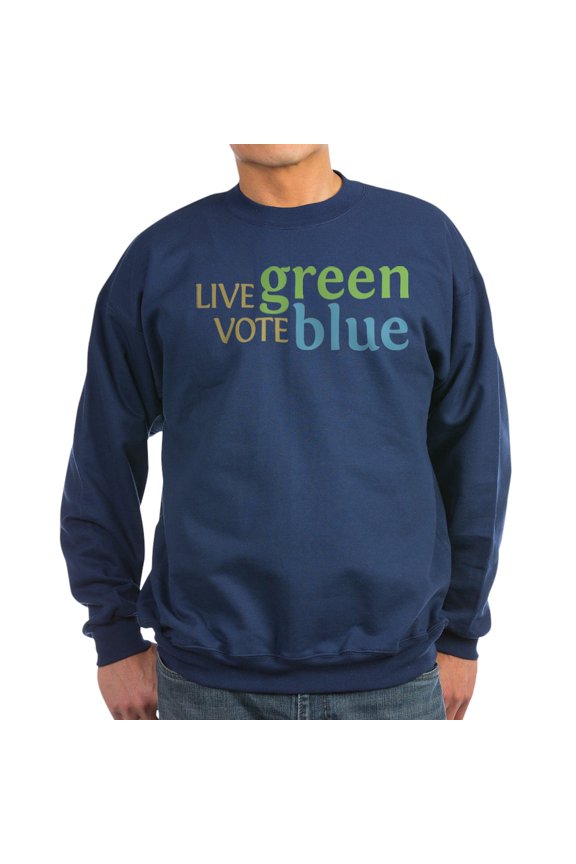 - Live Green Vote Blue Sweatshirt (Dark) - Classic Crew Neck Sweatshirt