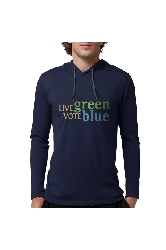 - Live Green Vote Blue Transparent Men's Hooded Shir - Mens Hooded Shirt