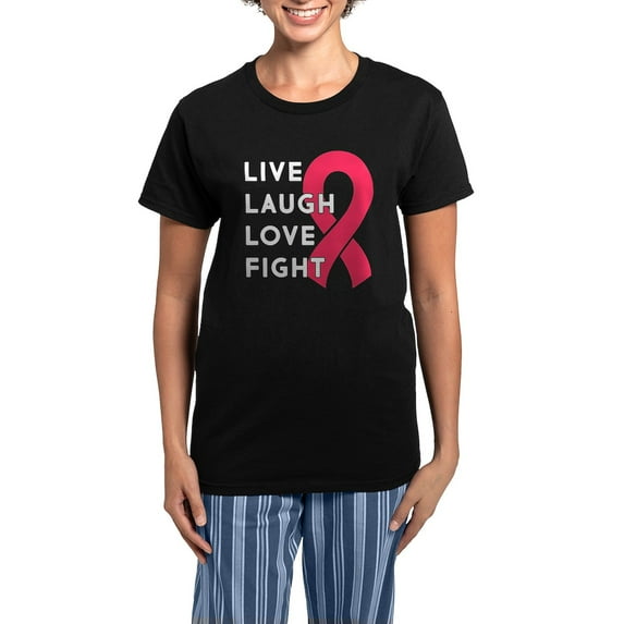 CafePress - Live Laugh Love Fight Women's Dark Pajamas - Women's Short Sleeve Print T-Shirt and Pants Dark Cotton Pajama Set