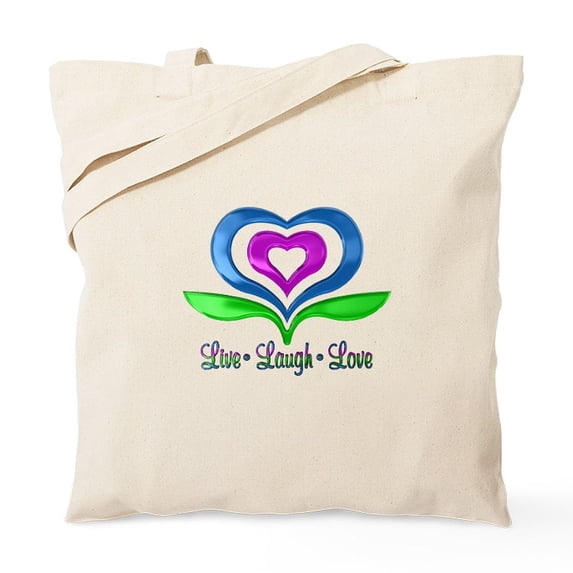 CafePress - Live Laugh Love Hearts Tote Bag - Unisex Canvas Tote Bag, Beige, 1-Piece