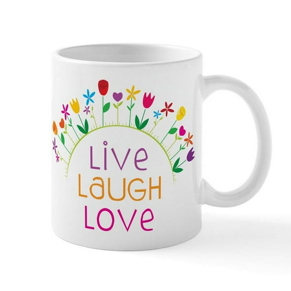 CafePress - Live Laugh Love Mug - 11 oz Ceramic Mug - Novelty Coffee Tea Cup
