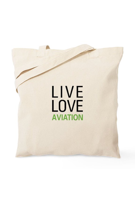 - Live Love Aviation Tote Bag - Unisex Canvas Tote Bag, Beige, 1-Piece