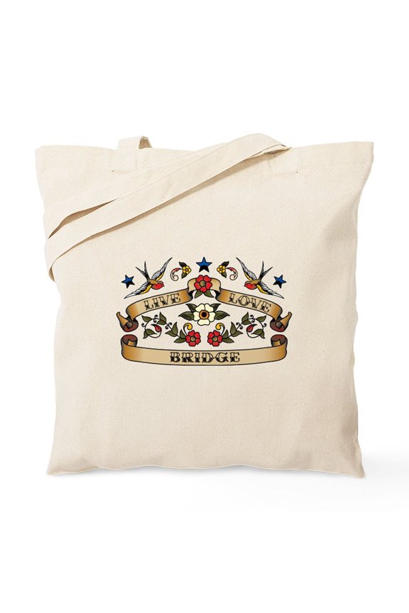- Live Love Bridge Tote Bag - Unisex Canvas Tote Bag, Beige, 1-Piece