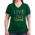 thumbnail image 1 of CafePress - Live Love Carpool T Shirt - Women's V-Neck Dark T-Shirt, 1 of 1