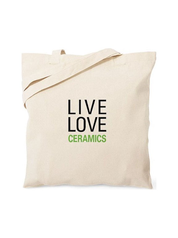 - Live Love Ceramics Tote Bag - Unisex Canvas Tote Bag, Beige, 1-Piece