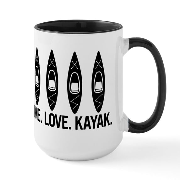 CafePress - Live. Love. Kayak. Mugs - 15 oz Ceramic Large White Novelty Mug