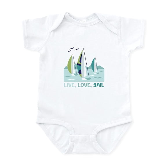 CafePress - Live,Love,Sail Body Suit - Baby Light Bodysuit, Size Newborn - 24 Months