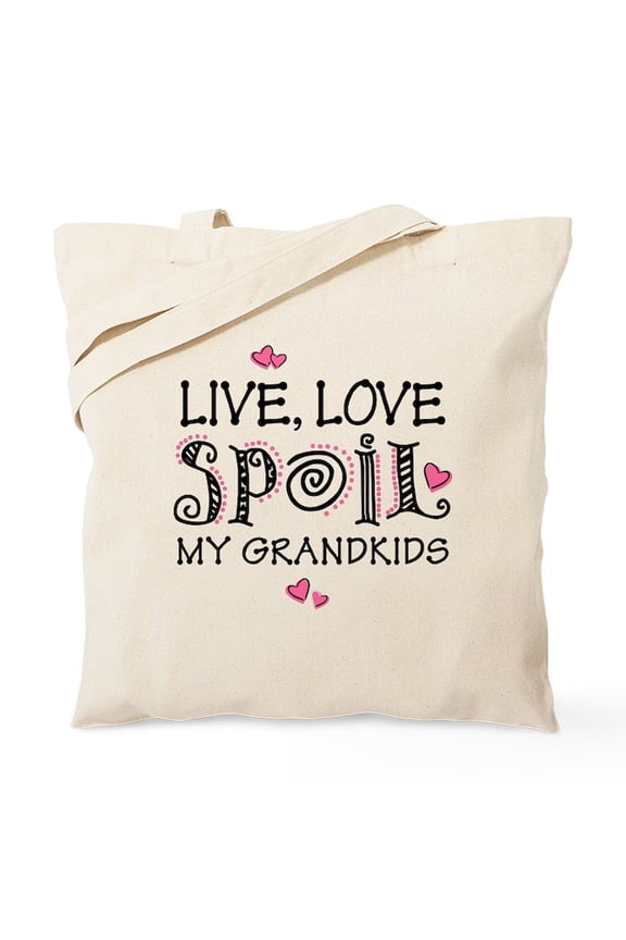 - Live Love Spoil Grandkids Tote Bag - Unisex Canvas Tote Bag, Beige, 1-Piece