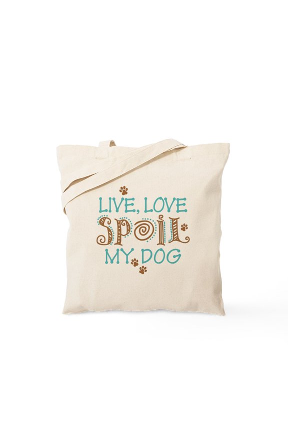 - Live Love Spoil My Dog Tote Bag - Unisex Canvas Tote Bag, Beige, 1-Piece
