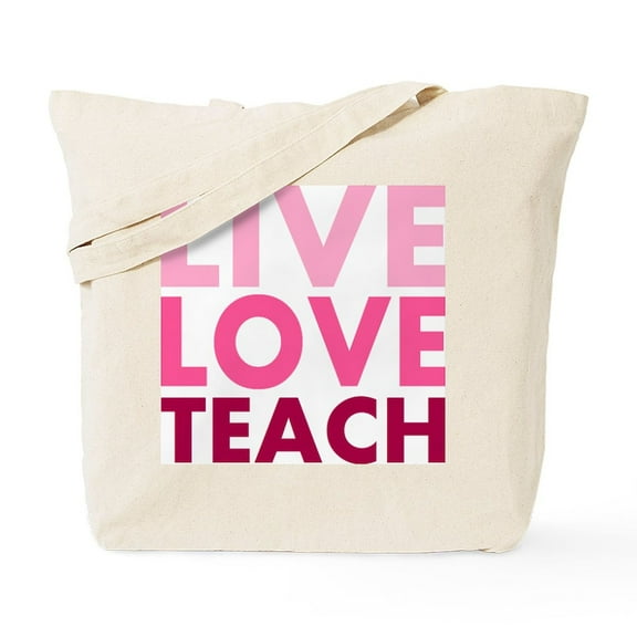 CafePress - Live Love Teach Double Sided Tote Bag - Unisex Canvas Tote Bag, Beige, 1-Piece