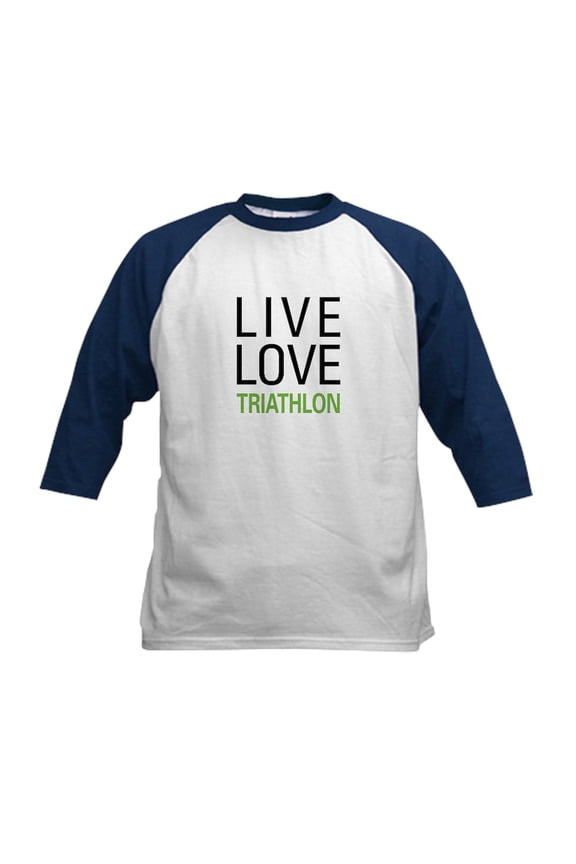 - Live Love Triathlon Kids Baseball Jersey - Kids Cotton Baseball Jersey, 3/4 Sleeve Shirt