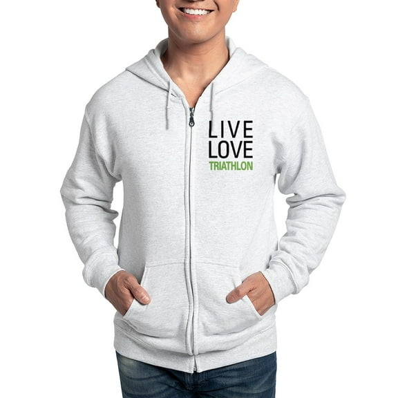 CafePress - Live Love Triathlon Zip Hoodie - Zip Hoodie, Classic Hooded Sweatshirt with Metal Zipper