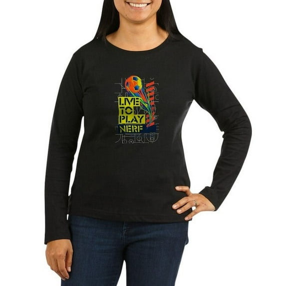 CafePress - Live To Play Nerf Soccer Long Sleeve T Shirt - Women's Long Sleeve Graphic Tee Casual Fit