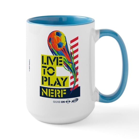 CafePress - Live To Play Nerf Soccer Mugs - 15 oz Ceramic Large White Novelty Mug