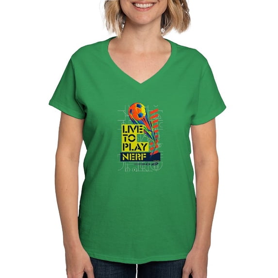 CafePress - Live To Play Nerf Soccer T Shirt - Women's V-Neck Dark T-Shirt