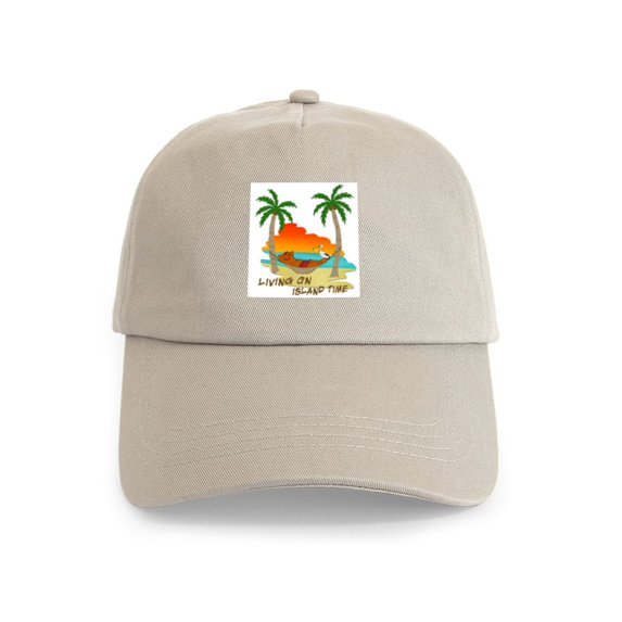 CafePress - Living On Island Time Leisure Cap - Adjustable 100% Brushed Unisex Casual Cotton Baseball Cap, Beige, 1