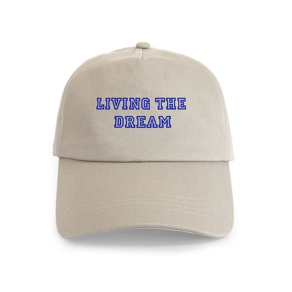 CafePress - Living The Dream Cap - Adjustable 100% Brushed Unisex Casual Cotton Baseball Cap, Beige, 1