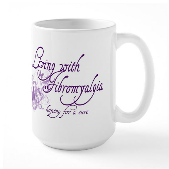 CafePress - Living With Fibromyalgia Large Mug - 15 oz Ceramic Large White Novelty Mug