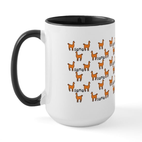 CafePress - Llama Mania Large Mug - 15 oz Ceramic Large White Novelty Mug
