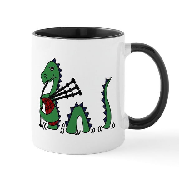 CafePress - Loch Ness Monster Bagpipes Mugs - 11 oz Ceramic Mug - Novelty Coffee Tea Cup