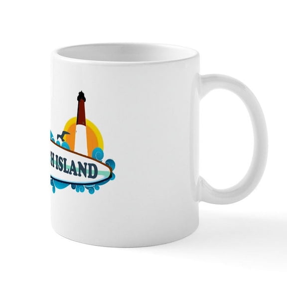CafePress - Long Beach Island NJ Surf Design Mug - 11 oz Ceramic Mug - Novelty Coffee Tea Cup